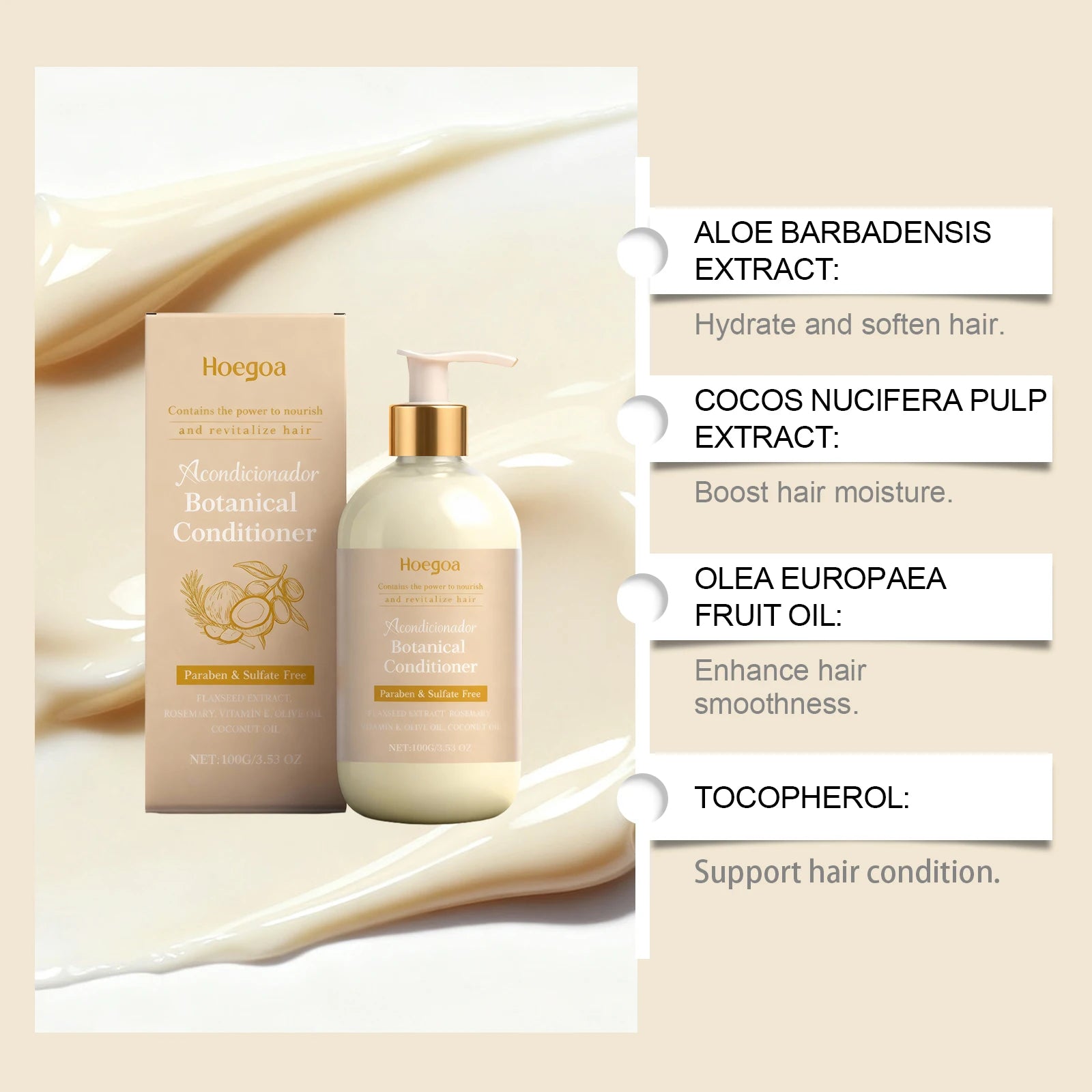 Hair Conditioner for Repair & Smoothing Vitamin E & Aloe Vera Deep Nourishing Treatment, Anti-Frizz,Damaged, Dry All Hair Types