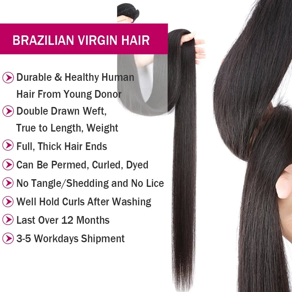 100% Human Hair 30 40 Inch Raw Virgin Unprocessed Extensions Bone Straight Human Hair 4 Bundles Double Weft Bulk Braiding Hair