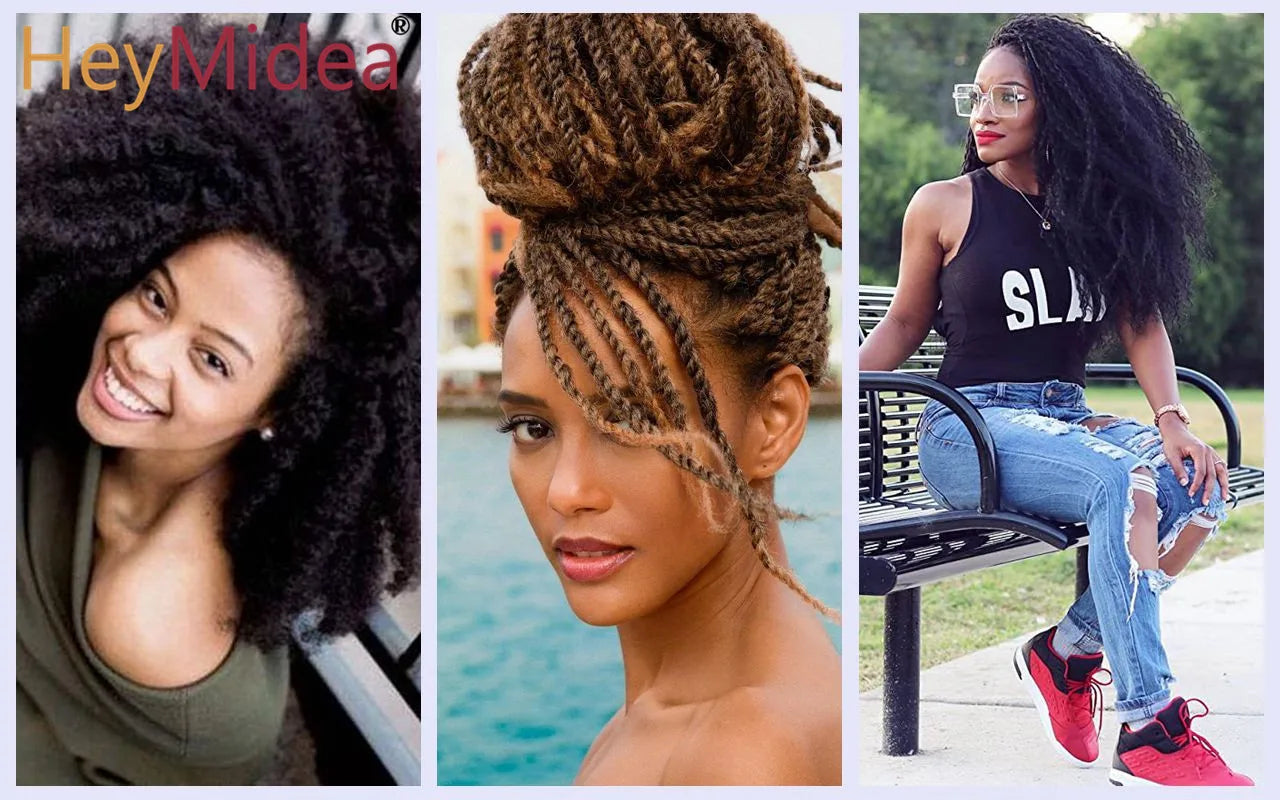Marley Hair for Twists 18 Inch Long Afro Kinky Marley Braids Hair Kanekalon Synthetic Marley Braiding Hair Extensions Heymidea