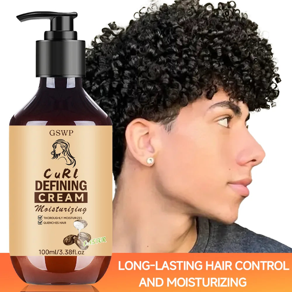 GSWP Castor Oil Curl Defining Cream, Delivers shine, tames frizz, provides lightweight hydration, nourishes, defines hair,100ml.