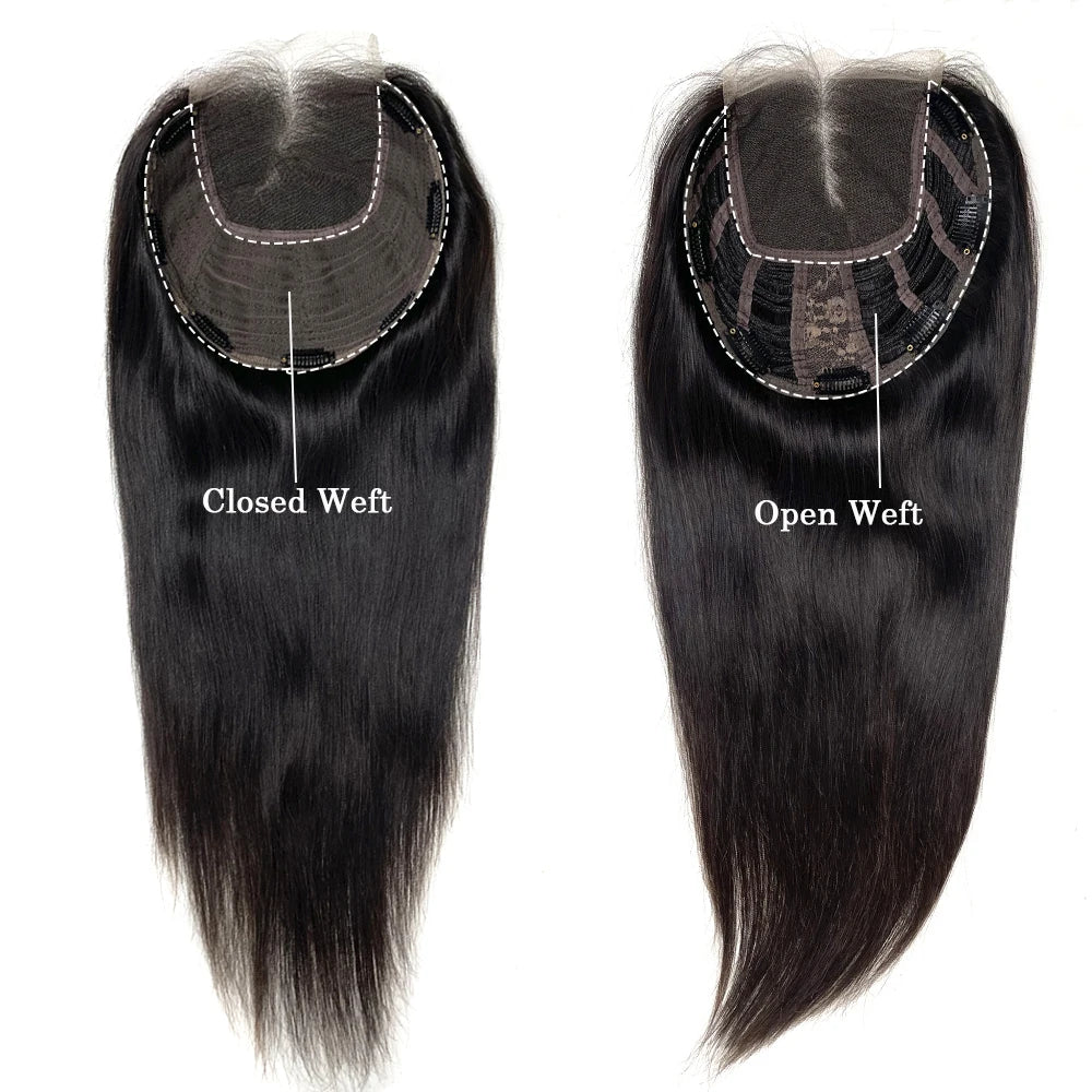 Best Virgin Human Hair 8X8 Inch Wefted Topper with 4X4 Inch HD Lace Base Topper Natural Black Brown Hair Clips In Hairpieces