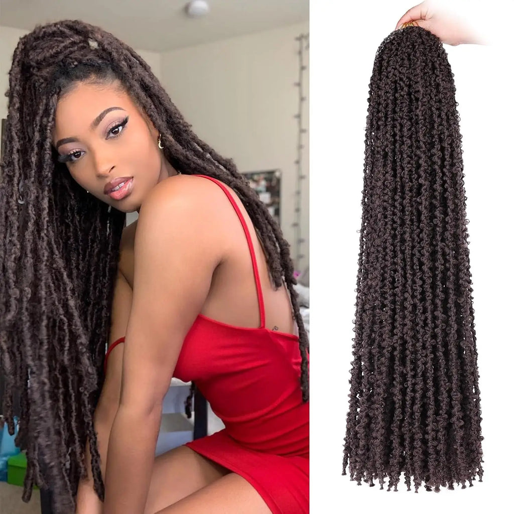 14/18/22/30 inch 1/3/8 Packs Distressed Butterfly Locs Crochet Hair, Soft Big Butterfly Distressed Locs Crochet Hair Synthetic