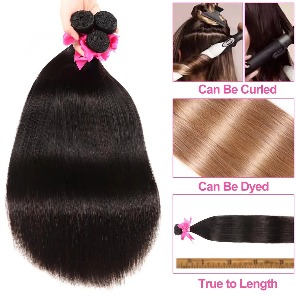 100% Human Hair 30 40 Inch Raw Virgin Unprocessed Extensions Bone Straight Human Hair 4 Bundles Double Weft Bulk Braiding Hair