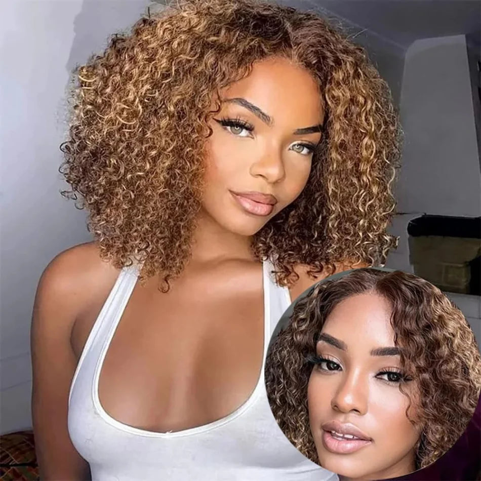 Glueless Lace Wigs Bob Wig Human Hair 100% Deep Wave Short Human Hair Wigs Highlight 5X5 Hd Lace Closure Wig Pre Plucked Pre Cut