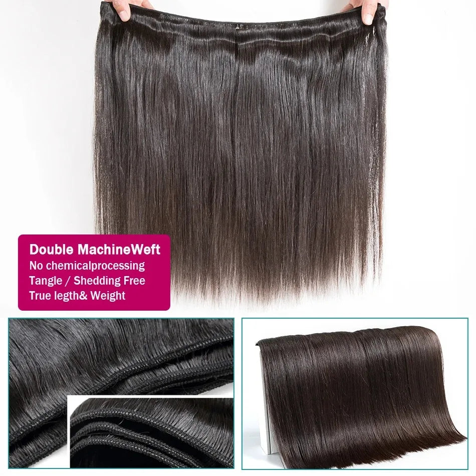 100% Human Hair 30 40 Inch Raw Virgin Unprocessed Extensions Bone Straight Human Hair 4 Bundles Double Weft Bulk Braiding Hair