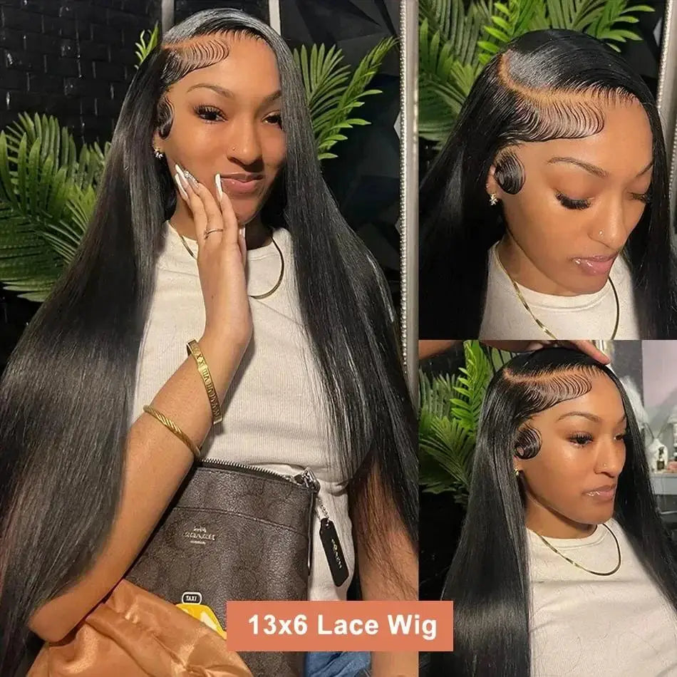 40 42 Inch Bone Straight Human Hair Wigs 13x6 HD Transparent Lace Frontal Wigs Glueless Straight Lace Front Human Hair Wigs