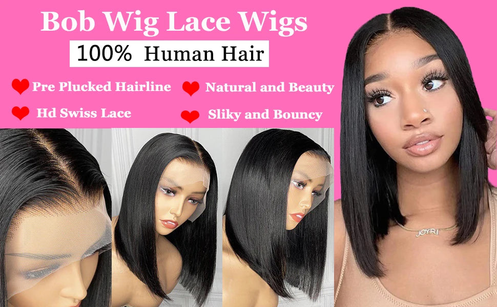 Perruque Ready To Wear Glueless Wigs Brazilian Bone Straight Short Bob Human Hair Wigs Pre Plucked 13x4 HD Transparent Cheap Wig