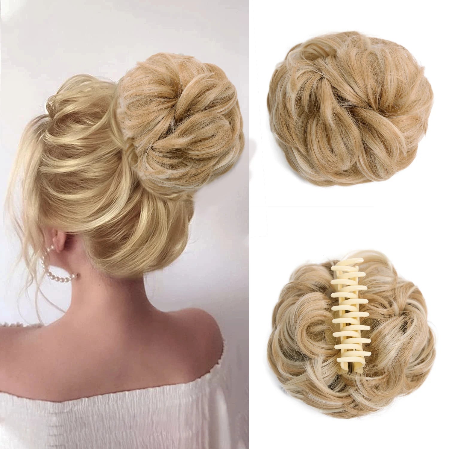 Messy Hair Bun Hair Scrunchies Extension Curly Wavy Messy Synthetic Chignon for Women Updo Hairpieces