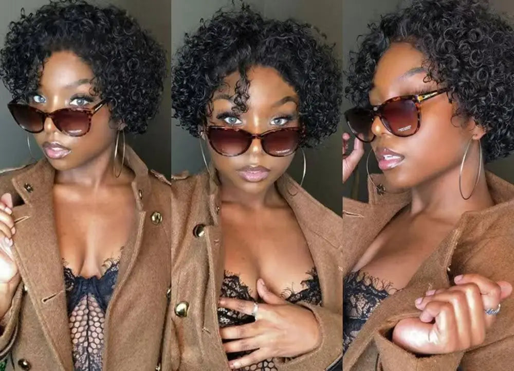 Pixie Cut perruque Short Curly Human Hair Wigs perruque bresillienne Cheap Remy Hair 13X1 Transparent Lace Wigs For Women Sale