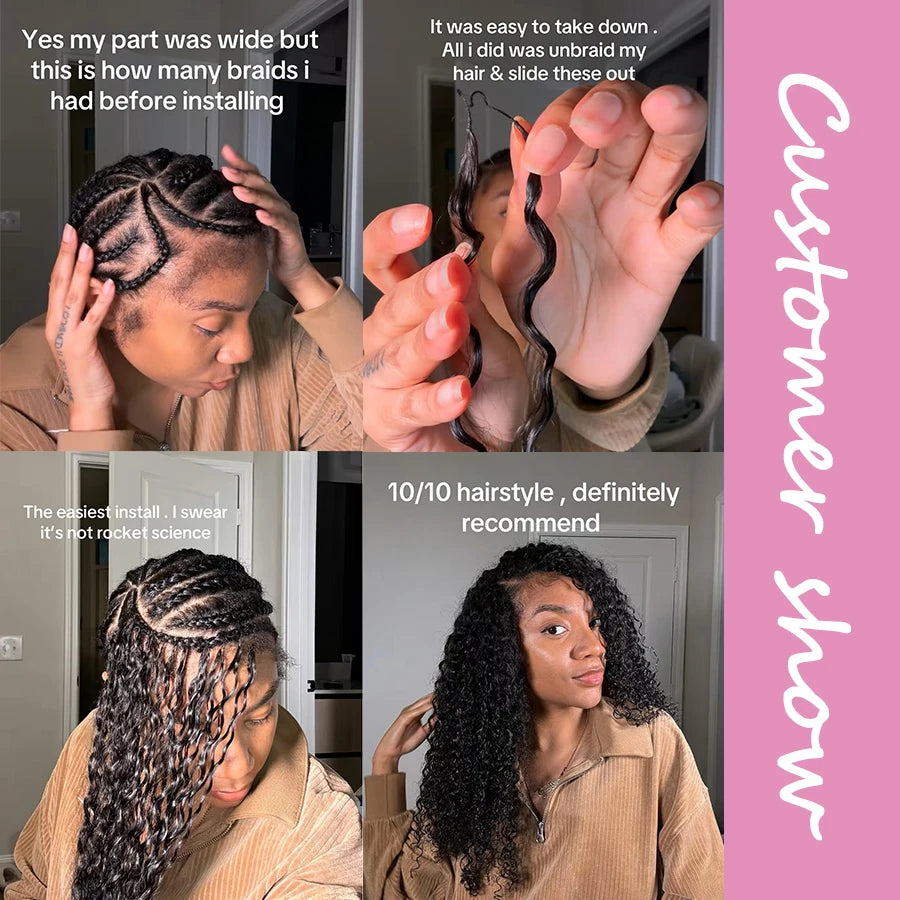 Burmese Curly Feather Crochet For Braiding Pre-Separated Invisible Knotless Crochet Hair 100% Human Hair Extensions For Women