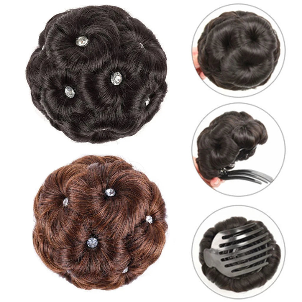 Synthetic Short Donut Curly Claw Hair Chignon Hair Extension Clip in Hairpiece Messy Hair Bun for Women