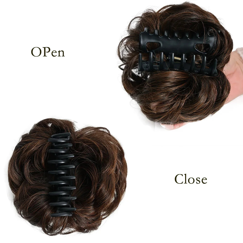 Messy Hair Bun Hair Scrunchies Extension Curly Wavy Messy Synthetic Chignon for Women Updo Hairpieces