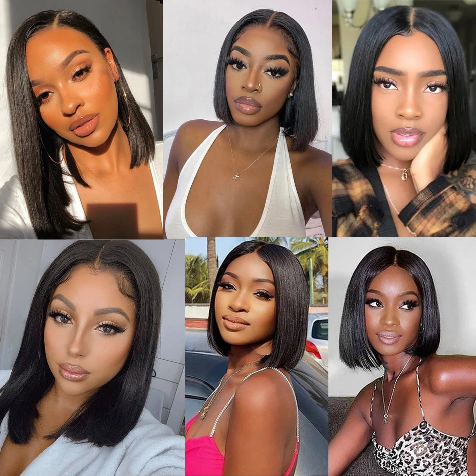 Perruque Ready To Wear Glueless Wigs Brazilian Bone Straight Short Bob Human Hair Wigs Pre Plucked 13x4 HD Transparent Cheap Wig