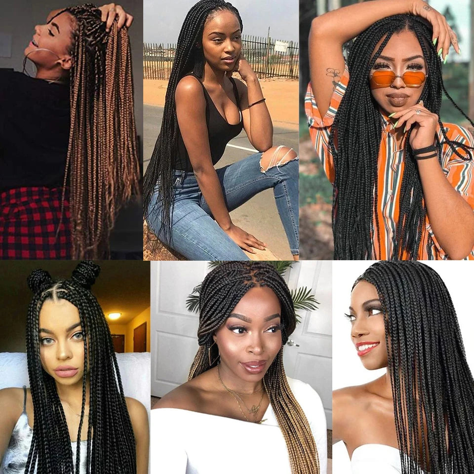 Long Straight Box Braided Wigs 26'' Good Quality Synthetic Twist Braids Wigs Perruque Tresses Africaines Femmes Solde Easy Wear