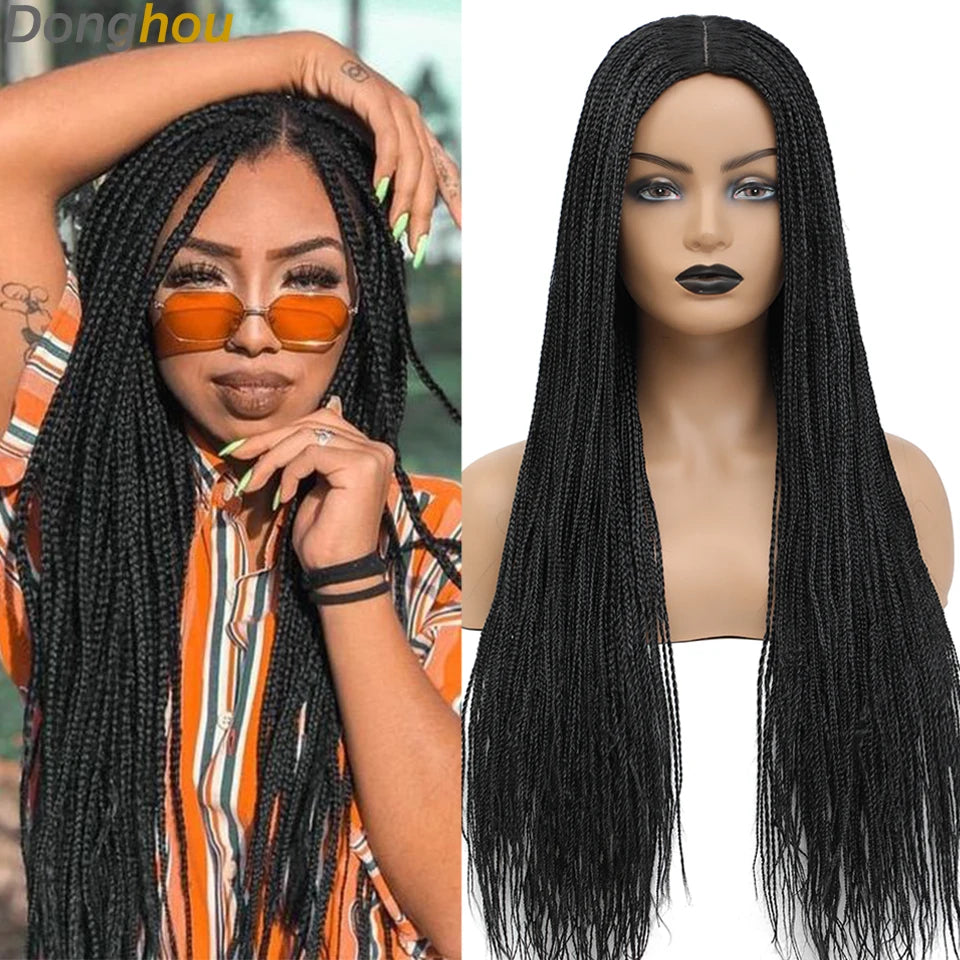 Long Straight Box Braided Wigs 26'' Good Quality Synthetic Twist Braids Wigs Perruque Tresses Africaines Femmes Solde Easy Wear