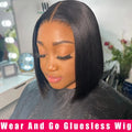 Perruque Ready To Wear Glueless Wigs Brazilian Bone Straight Short Bob Human Hair Wigs Pre Plucked 13x4 HD Transparent Cheap Wig