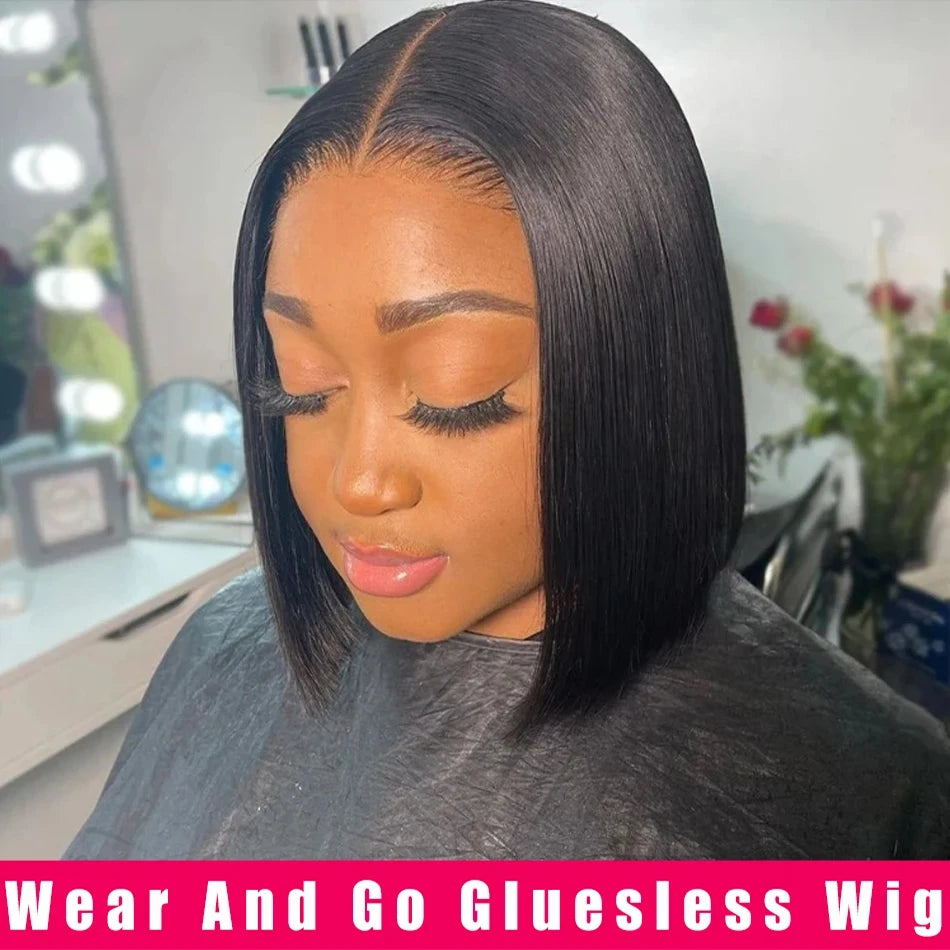 Perruque Ready To Wear Glueless Wigs Brazilian Bone Straight Short Bob Human Hair Wigs Pre Plucked 13x4 HD Transparent Cheap Wig