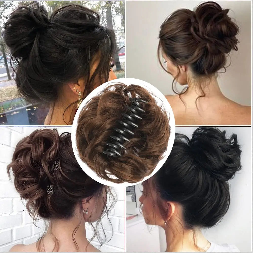 Messy Hair Bun Hair Scrunchies Extension Curly Wavy Messy Synthetic Chignon for Women Updo Hairpieces