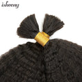 isheeny Kinky Straight Human Hair Extensions 16-24 inches Brazilian Remy Hair Bundles No Sewing Natural Black 50g Hair Bulk