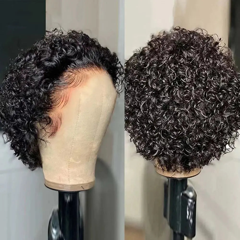 Pixie Cut perruque Short Curly Human Hair Wigs perruque bresillienne Cheap Remy Hair 13X1 Transparent Lace Wigs For Women Sale