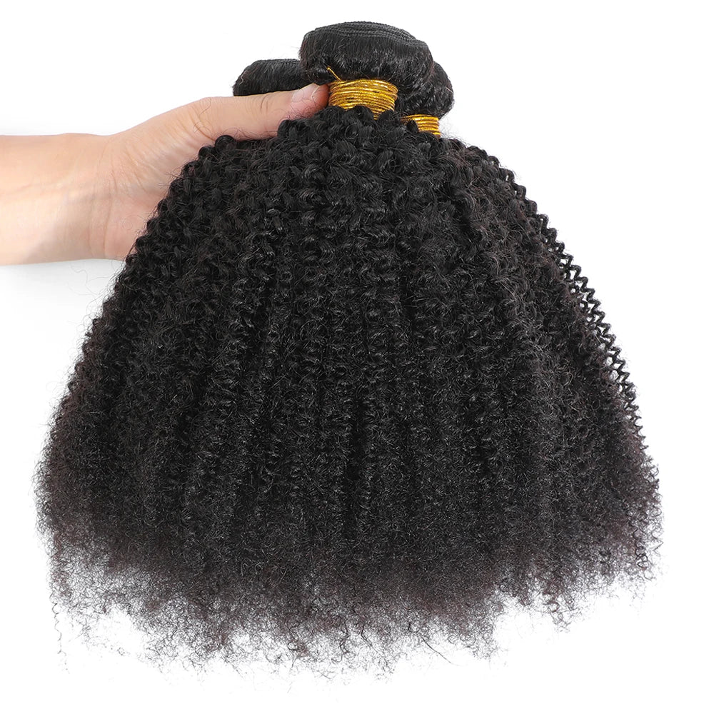 Raw Indian Afro Kinky Curly Human Hair Bundles 4B 4C Natural Virgin Curly Soft Real Human Hair Weave Bundle Hair Extension Weft