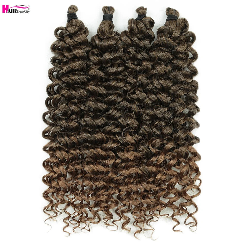 Cherry Curl Hair 10 inch Synthetic Braiding Hair For Women Ombre Brown Kinky Curly Twist Crochet Hair Extension Hair Expo City