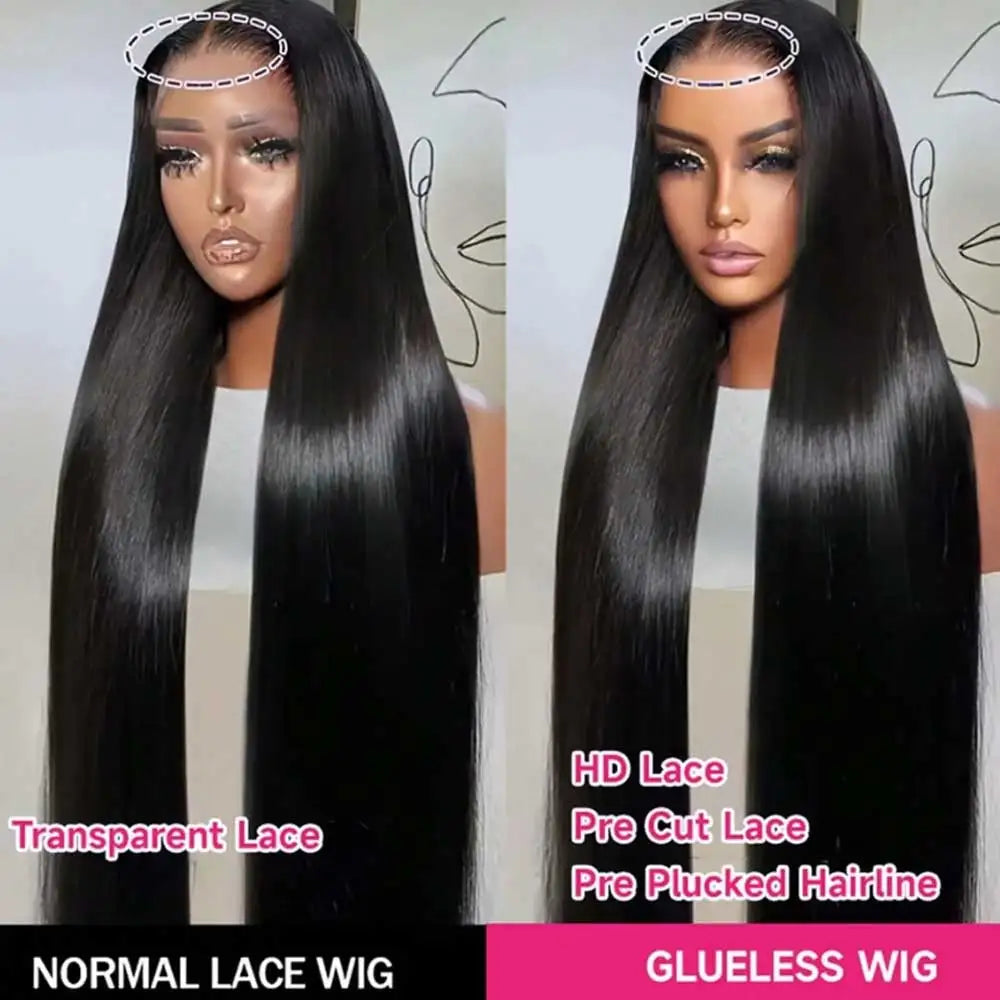 40 42 Inch Bone Straight Human Hair Wigs 13x6 HD Transparent Lace Frontal Wigs Glueless Straight Lace Front Human Hair Wigs