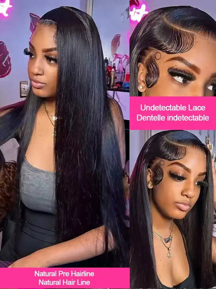 13x4 13x6 Hd Bone Straight Transparent Lace Front Wig Human Hair 40 Inch Pre Plucked Lace Frontal Wigs 250 Density