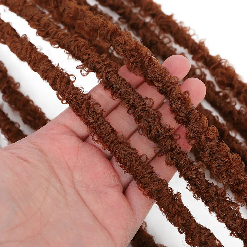 Long Distressed Braids Hair 24 36 Inch Synthetic Pre Looped Butterfly Locs Crochet Braids Extensions For Afro Women Faux Locks