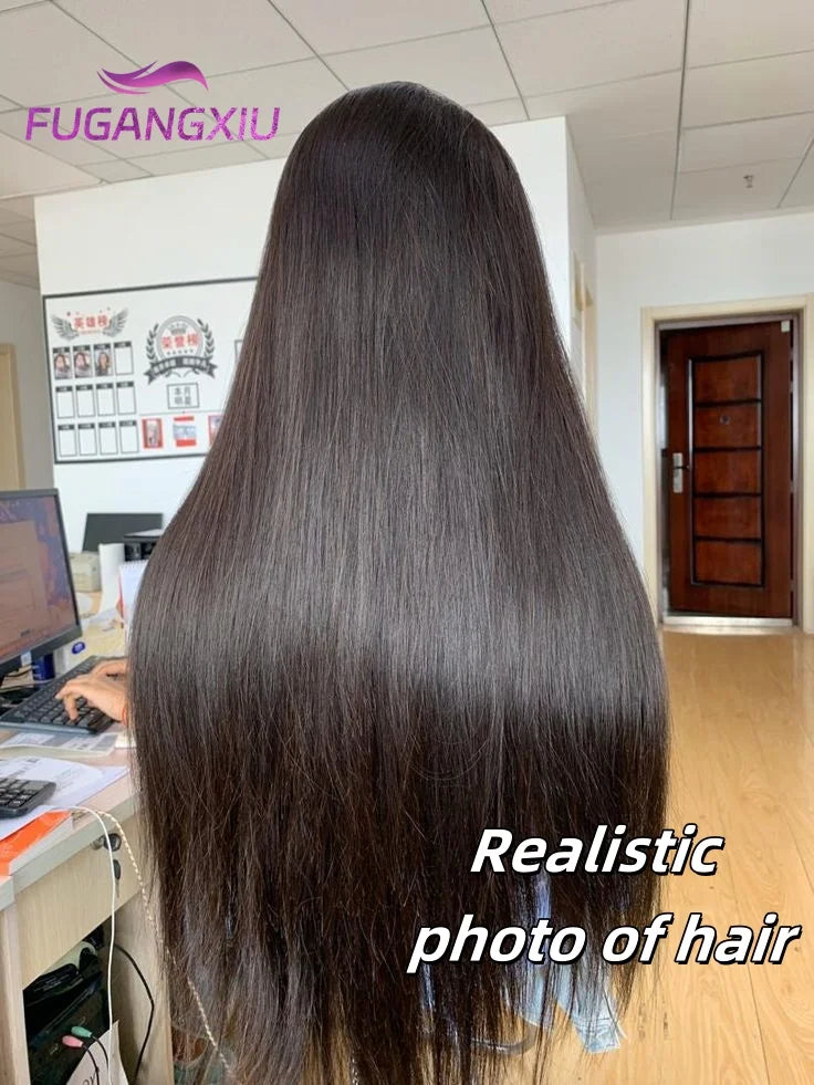 FGX-Peruvian Straight Full Machine Made Perruque with Bang Natural Color Human Hair Wig For Women Pre-Plucked Virgin Hair Wig