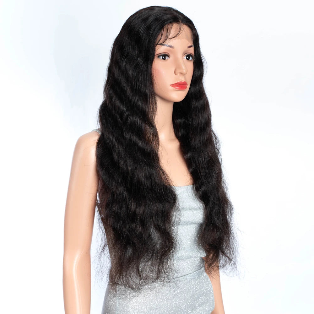 Lekker Black Long Wavy 13x1 T Part Lace Front 100% Human Hair Wigs For Women Brazilian Remy Hair Body Wave Clearance Glueless