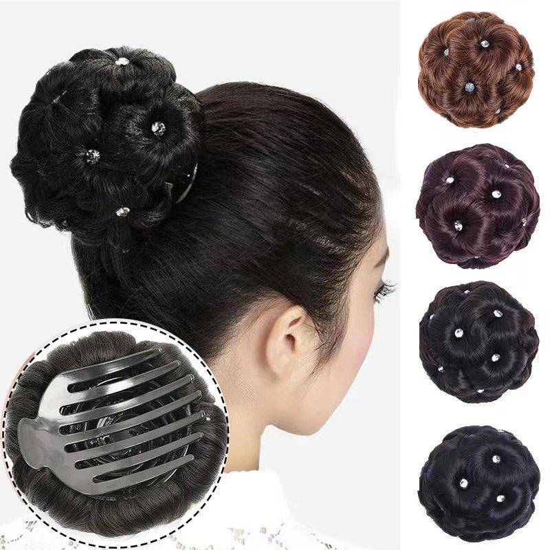 Synthetic Short Donut Curly Claw Hair Chignon Hair Extension Clip in Hairpiece Messy Hair Bun for Women