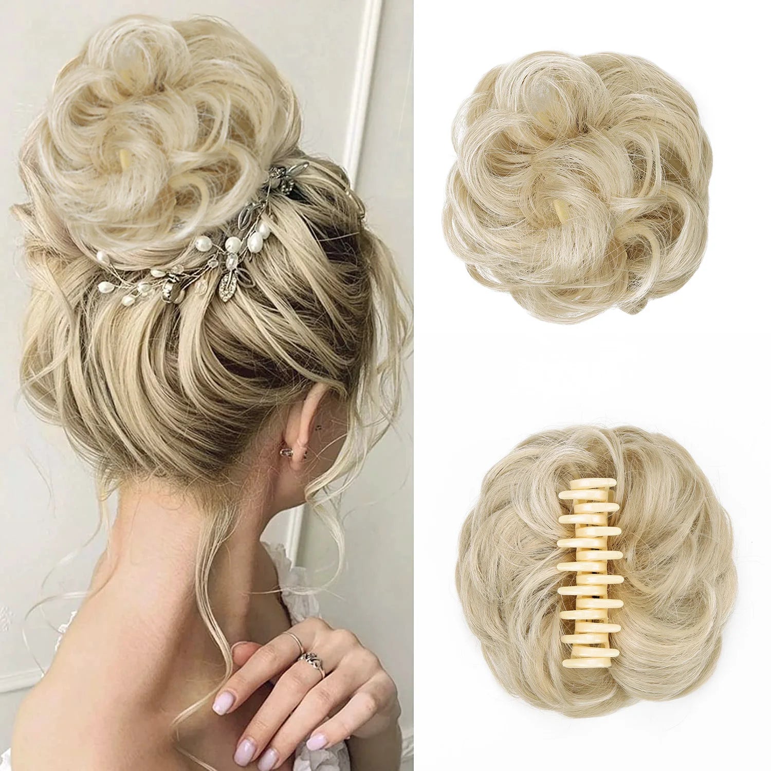 Messy Hair Bun Hair Scrunchies Extension Curly Wavy Messy Synthetic Chignon for Women Updo Hairpieces