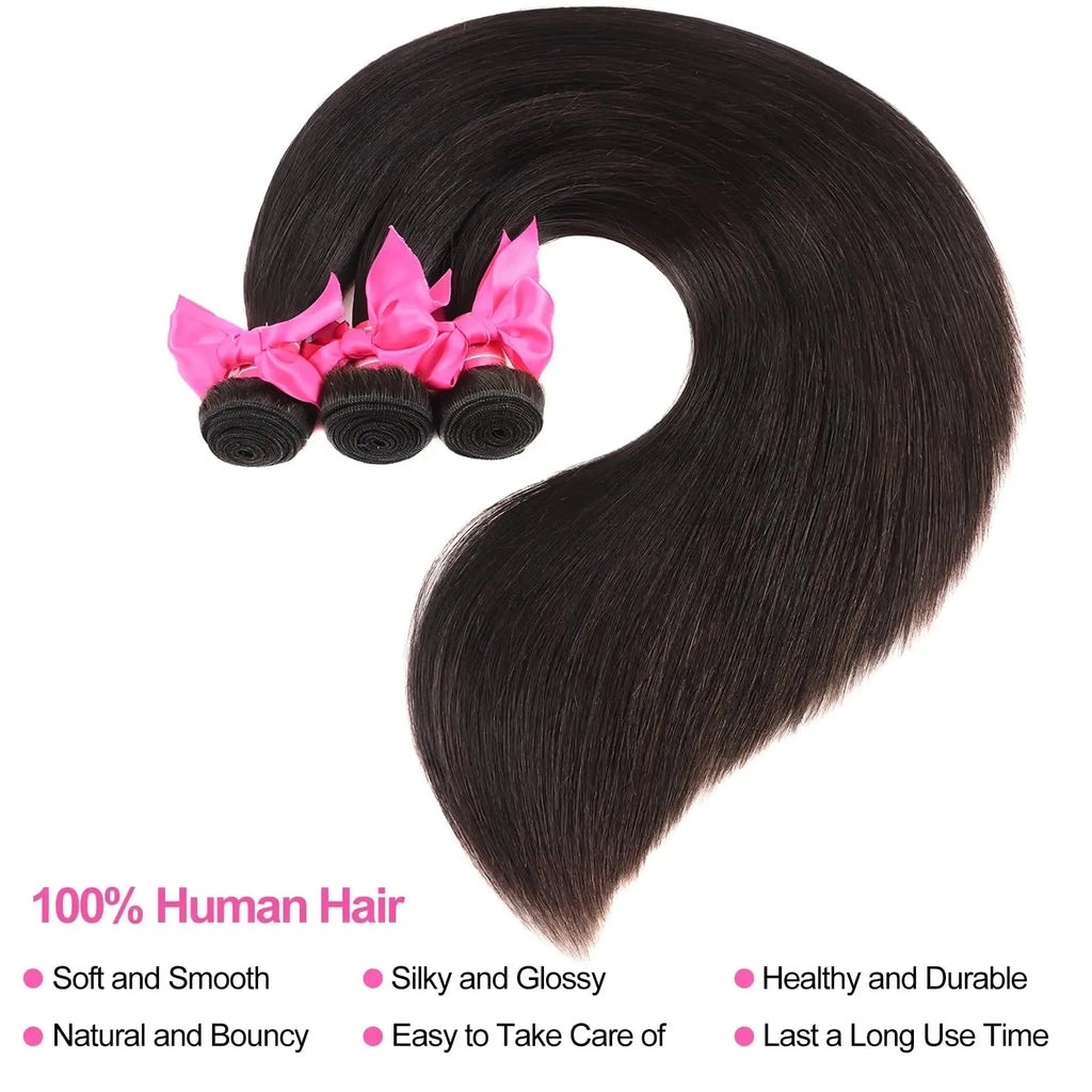 100% Human Hair 30 40 Inch Raw Virgin Unprocessed Extensions Bone Straight Human Hair 4 Bundles Double Weft Bulk Braiding Hair