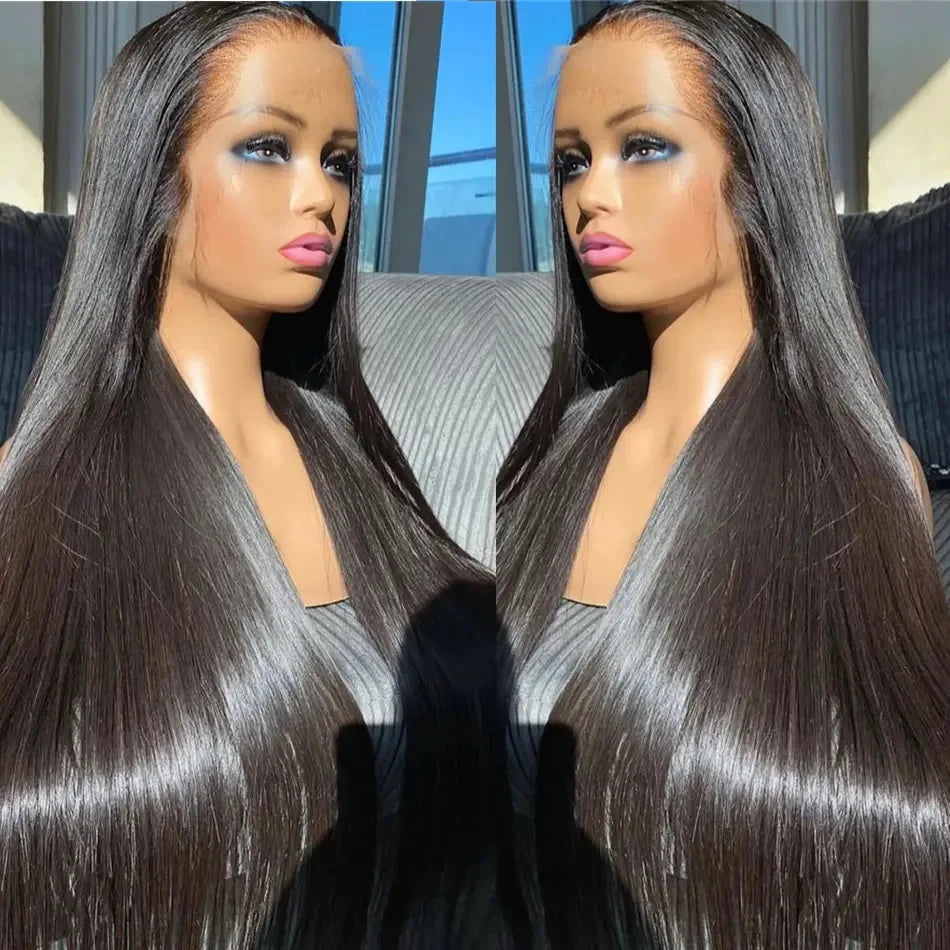 Long Silky Straight 13X4X1 Lace Frontal Synthetic Wig For Women Natural Hairline Baby Hair Preplucked Bleach Knots Daily Party