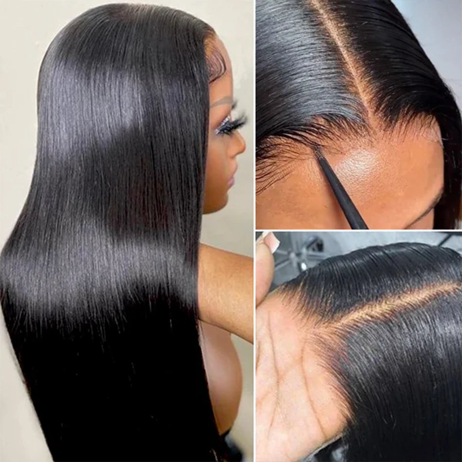 Wear And Go Glueless 13×4 Bone Straight Lace Front Human Hair Wigs Tissage Lace Closure Wigs For Women Perruque Cheveux Humain