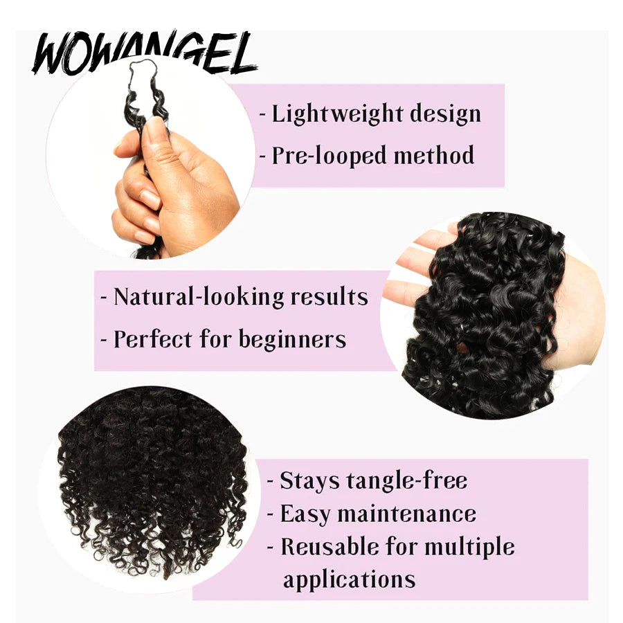 Burmese Curly Feather Crochet For Braiding Pre-Separated Invisible Knotless Crochet Hair 100% Human Hair Extensions For Women