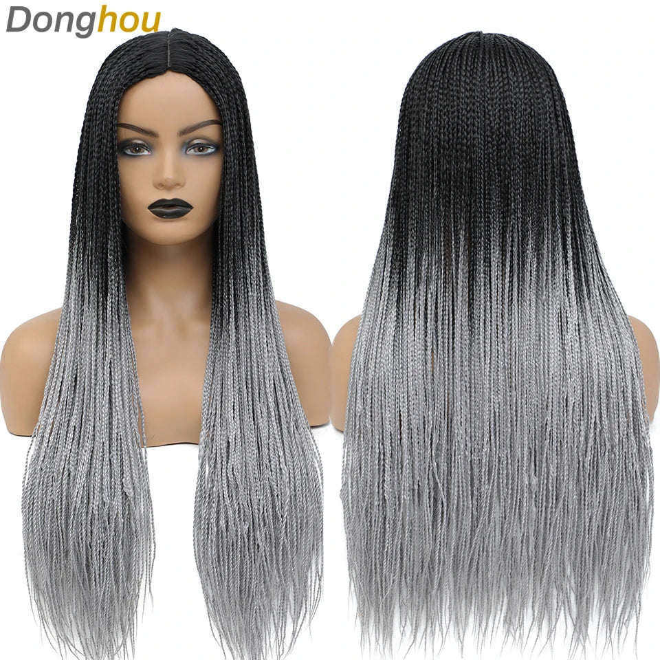 Long Straight Box Braided Wigs 26'' Good Quality Synthetic Twist Braids Wigs Perruque Tresses Africaines Femmes Solde Easy Wear