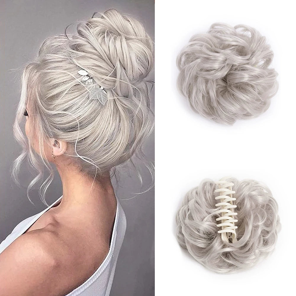 Messy Hair Bun Hair Scrunchies Extension Curly Wavy Messy Synthetic Chignon for Women Updo Hairpieces