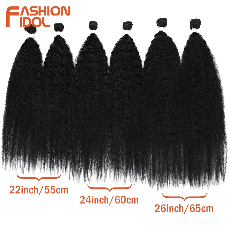 FASHION IDOL 22-26 inch 300g/6pcs Loose Curly Hair Synthetic Weave Hair Bundles Ombre Brown Heat Resistant Fiber Hair Extensions