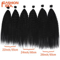 FASHION IDOL 22-26 inch 300g/6pcs Loose Curly Hair Synthetic Weave Hair Bundles Ombre Brown Heat Resistant Fiber Hair Extensions