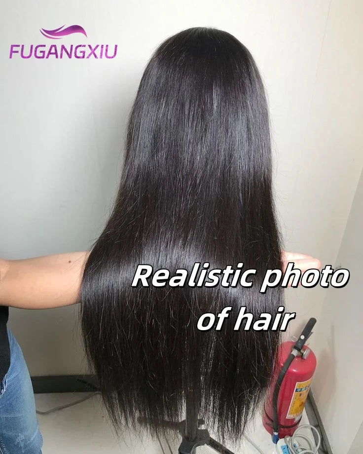 FGX-Peruvian Straight Full Machine Made Perruque with Bang Natural Color Human Hair Wig For Women Pre-Plucked Virgin Hair Wig