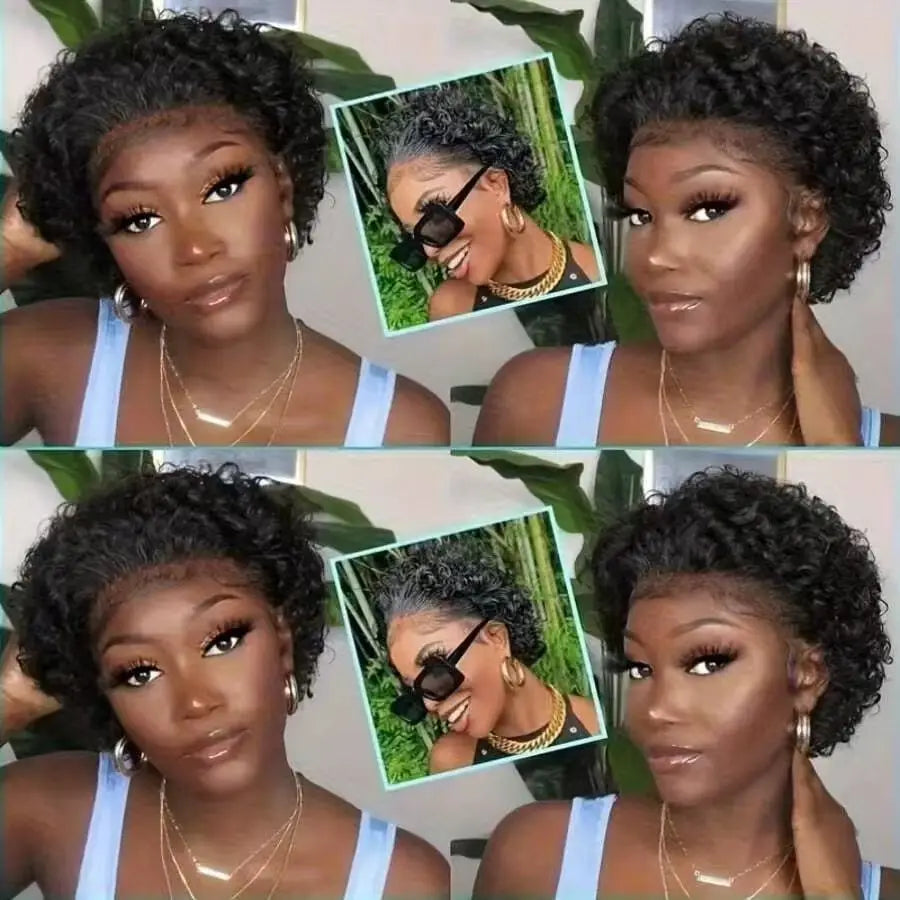 Pixie Cut perruque Short Curly Human Hair Wigs perruque bresillienne Cheap Remy Hair 13X1 Transparent Lace Wigs For Women Sale