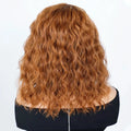 Brazilian Human Hair Wig For Black Women Curly Wig With Bangs Curly Bob Wigs Human Hair Side Part Fluffy Brown Mixed Blonde